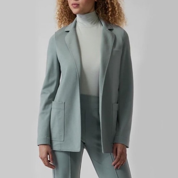 Athleta Eastbound Jersey Knit Open Front Cardigan Blazer Blue Green Plus Size 18 - Picture 1 of 13
